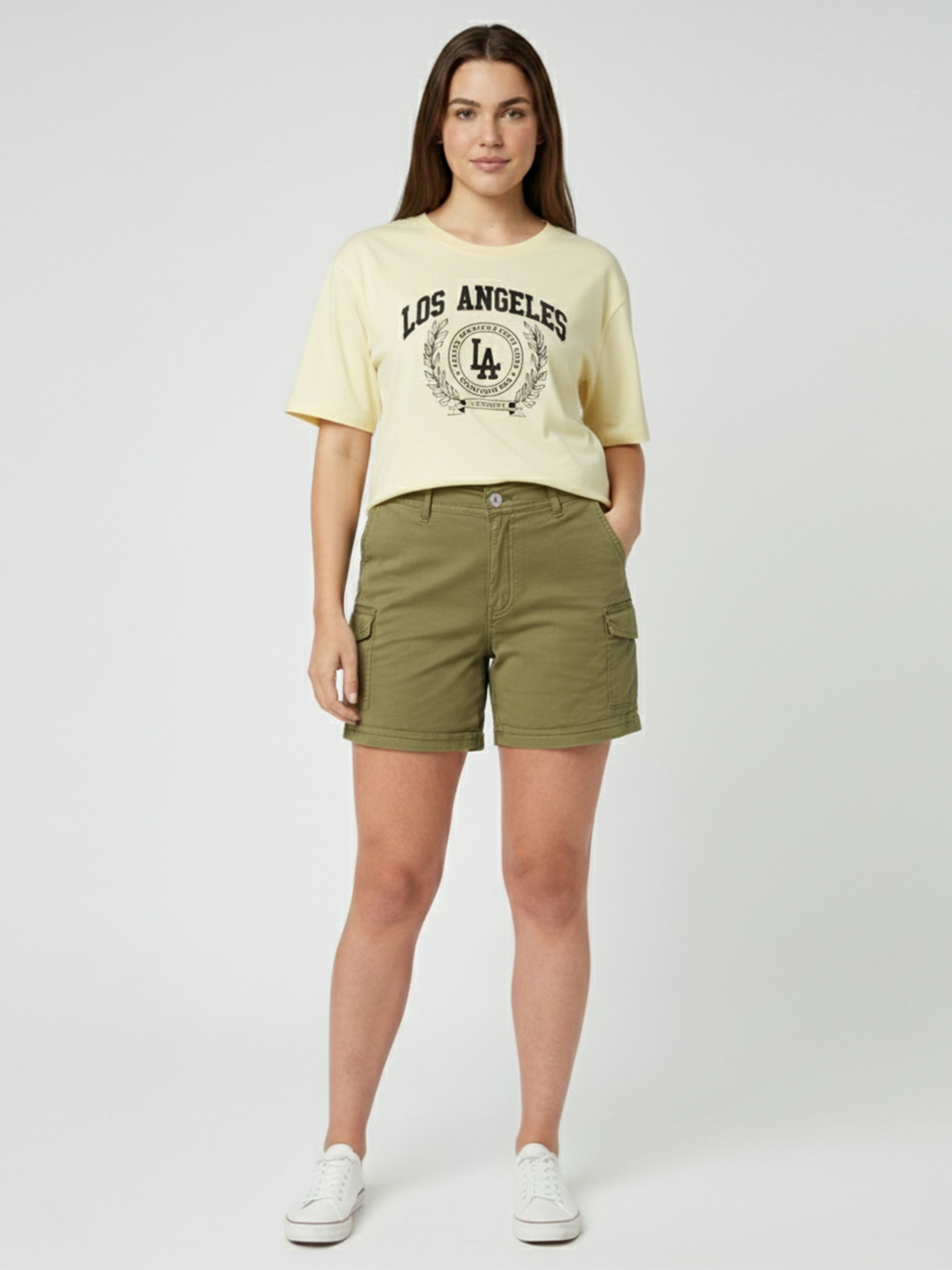 Women Olive High-Rise Slim Shorts