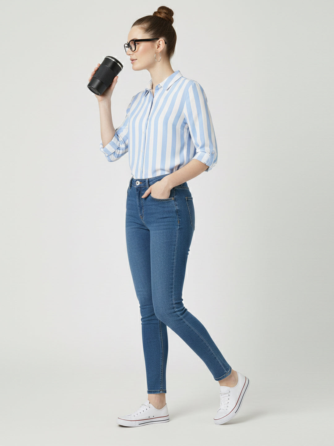 Women Blue Mid-Rise Push Up Super Skinny Jeans