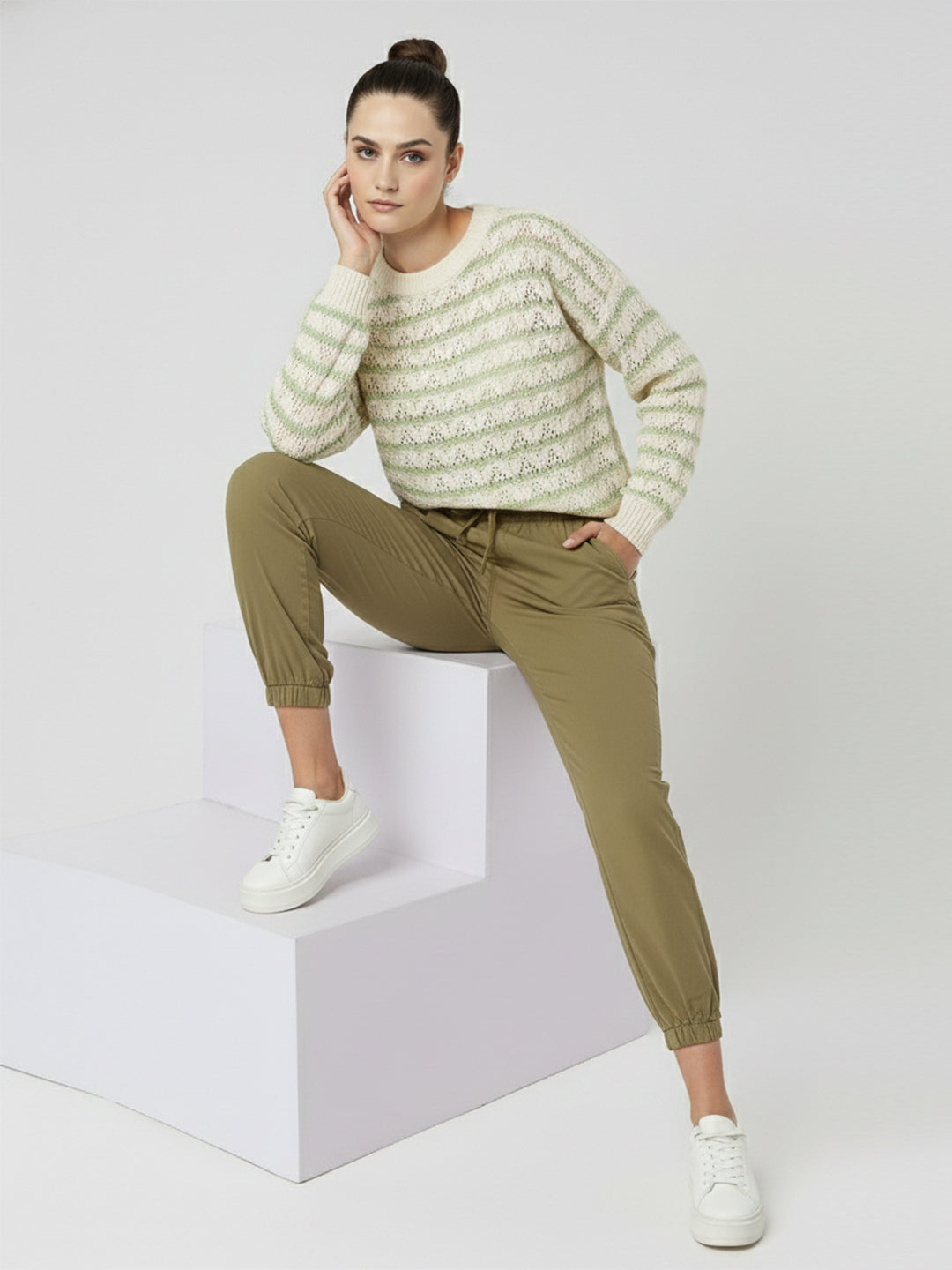 Women Olive High-Rise Jogger