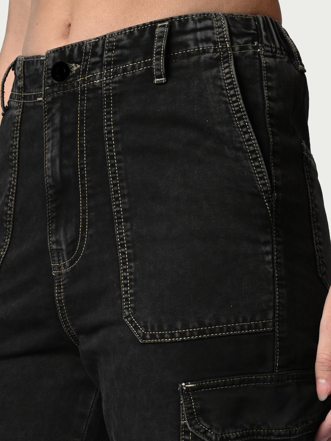 Women Black High-Rise Cargo