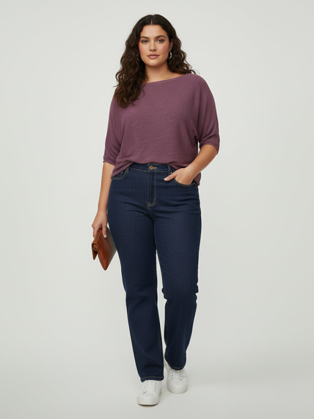 Kraus Kurve Women Blue High-Rise Slim Straight Jeans