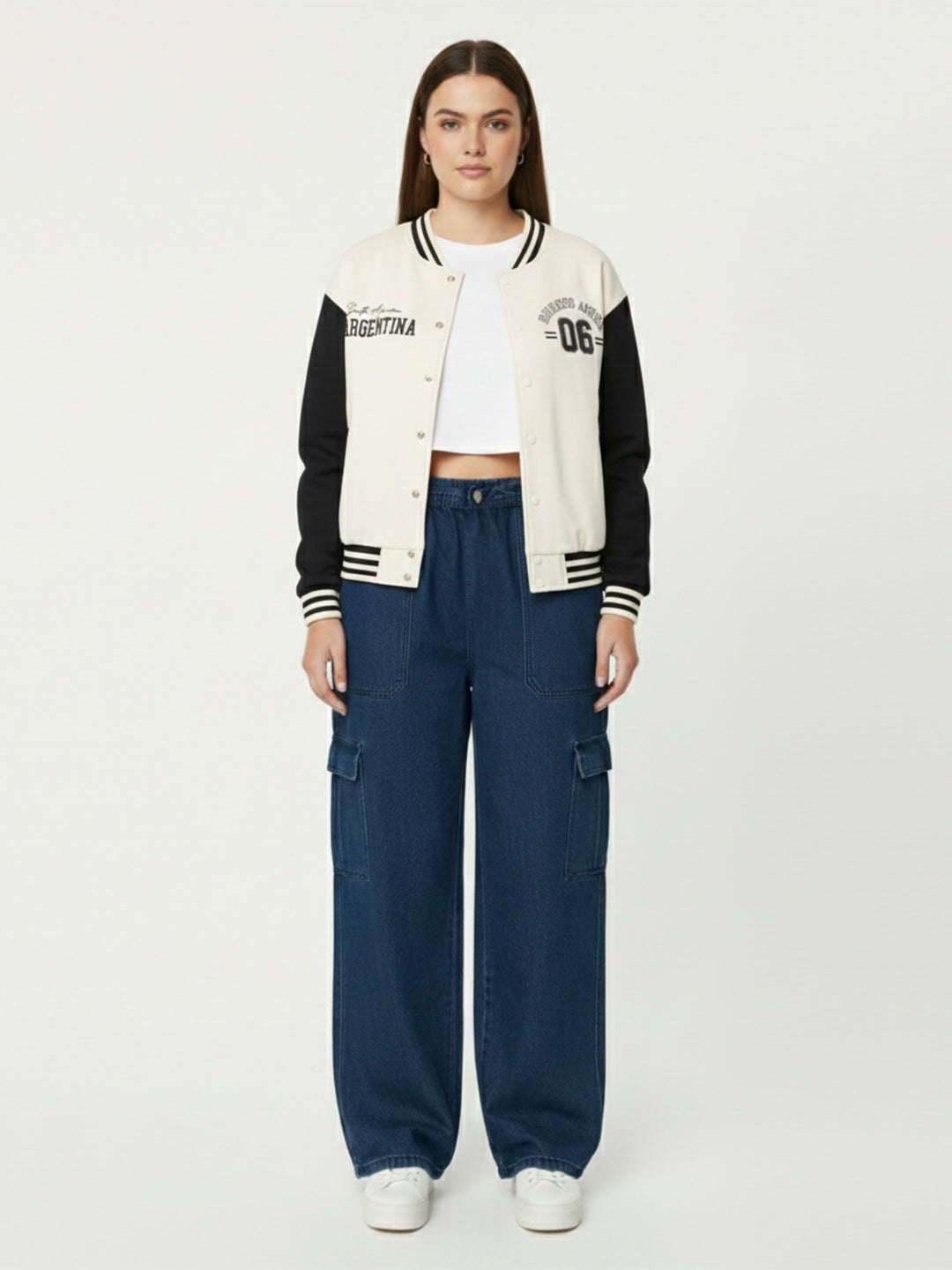 Women Blue High-Rise Cargo