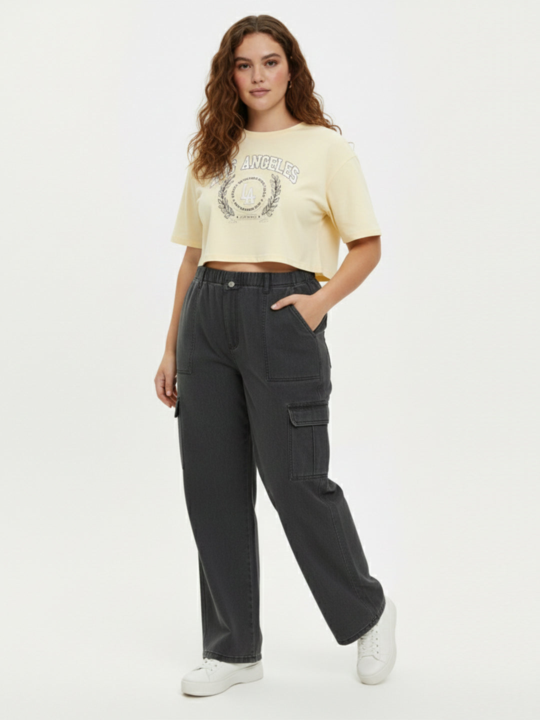 Women Grey High-Rise Cargo