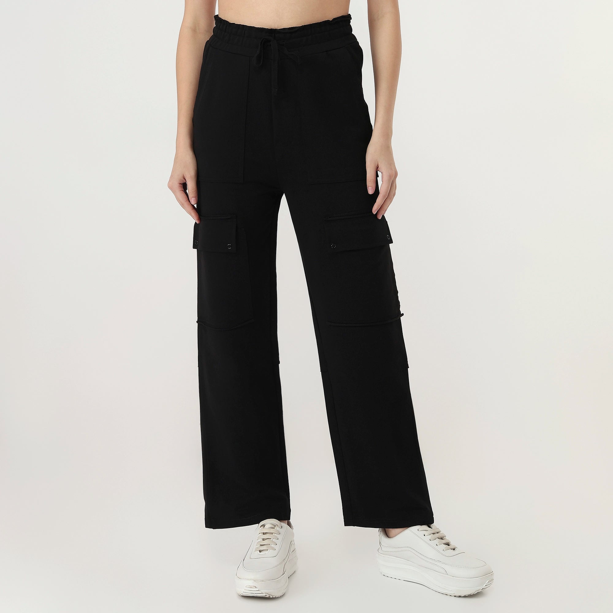 Women Black Mid-Rise Skinny Cargo
