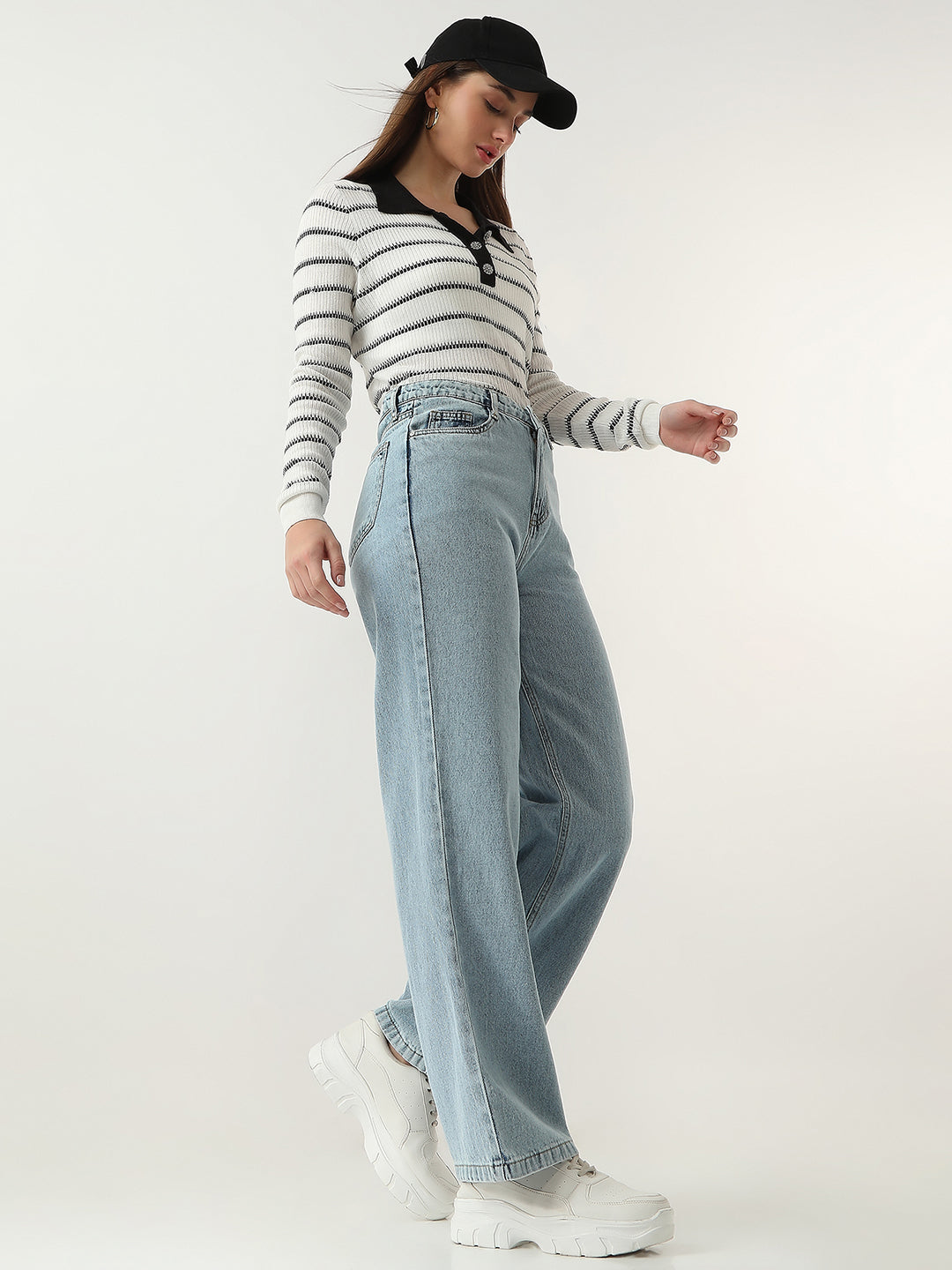 Women Light High-Rise Wide Leg Jeans