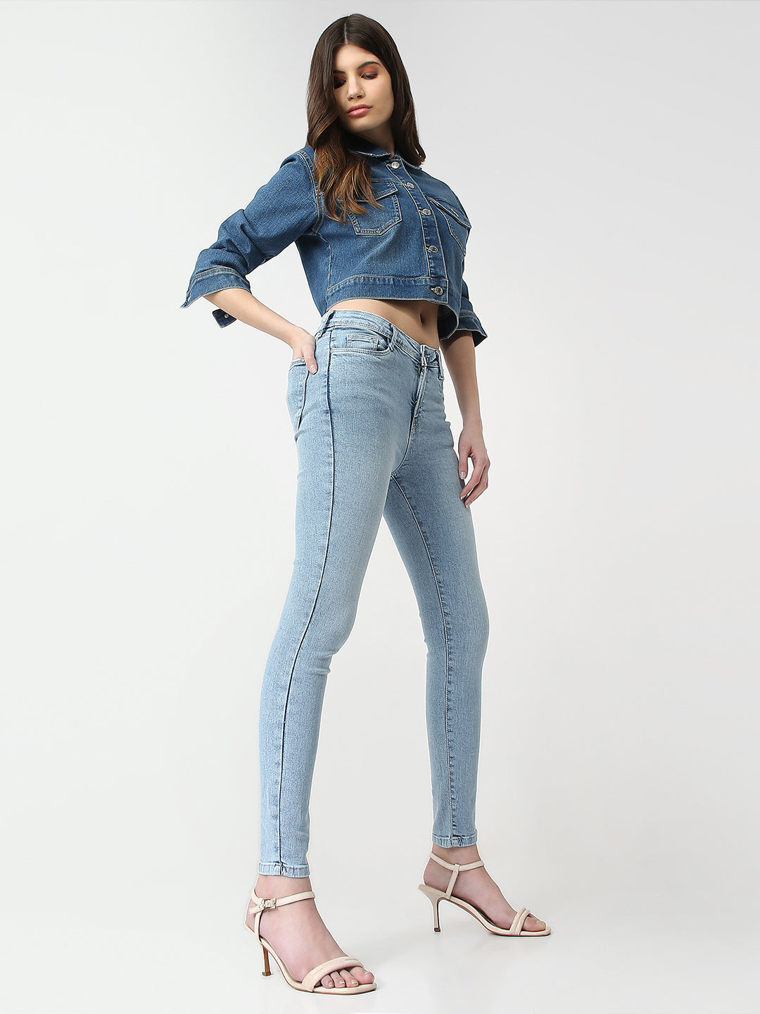 Women Light Blue Sky High Skinny Jeans