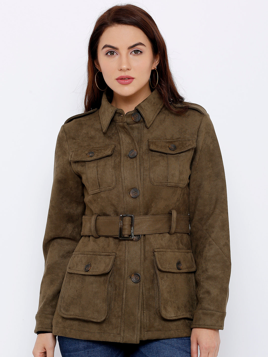 Women Olive Winter Jacket