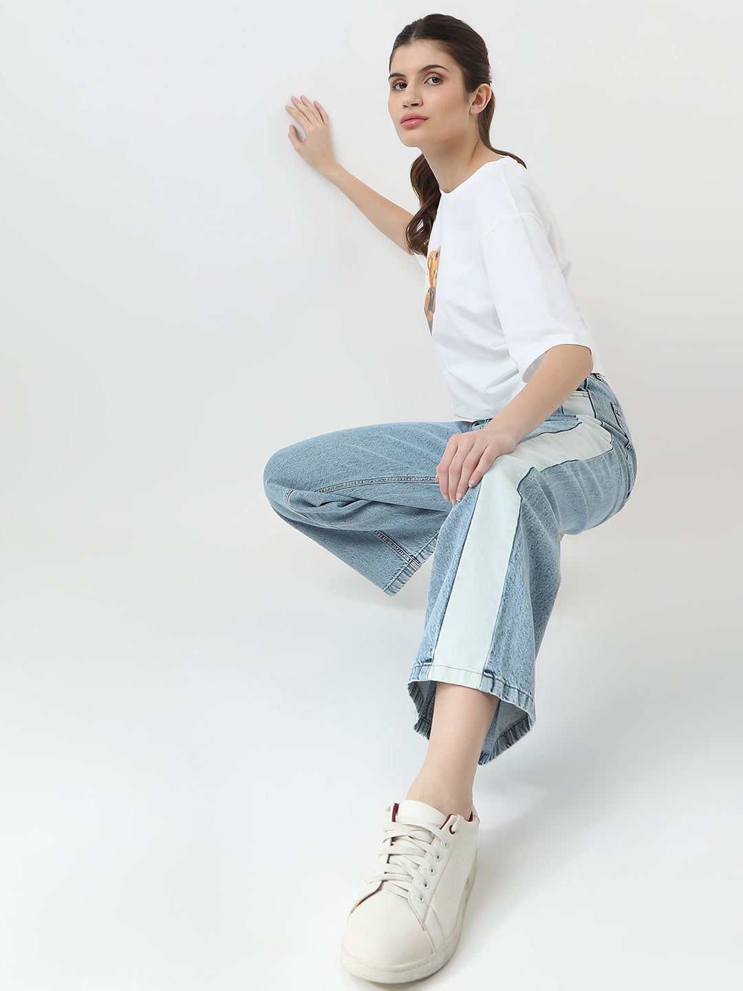 Women Blue High-Rise Wide Leg Jeans