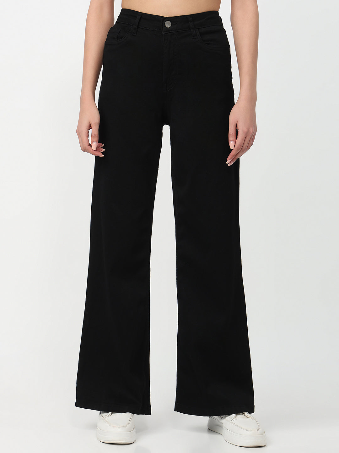 Women Black High-Rise Super Wide Leg Jeans