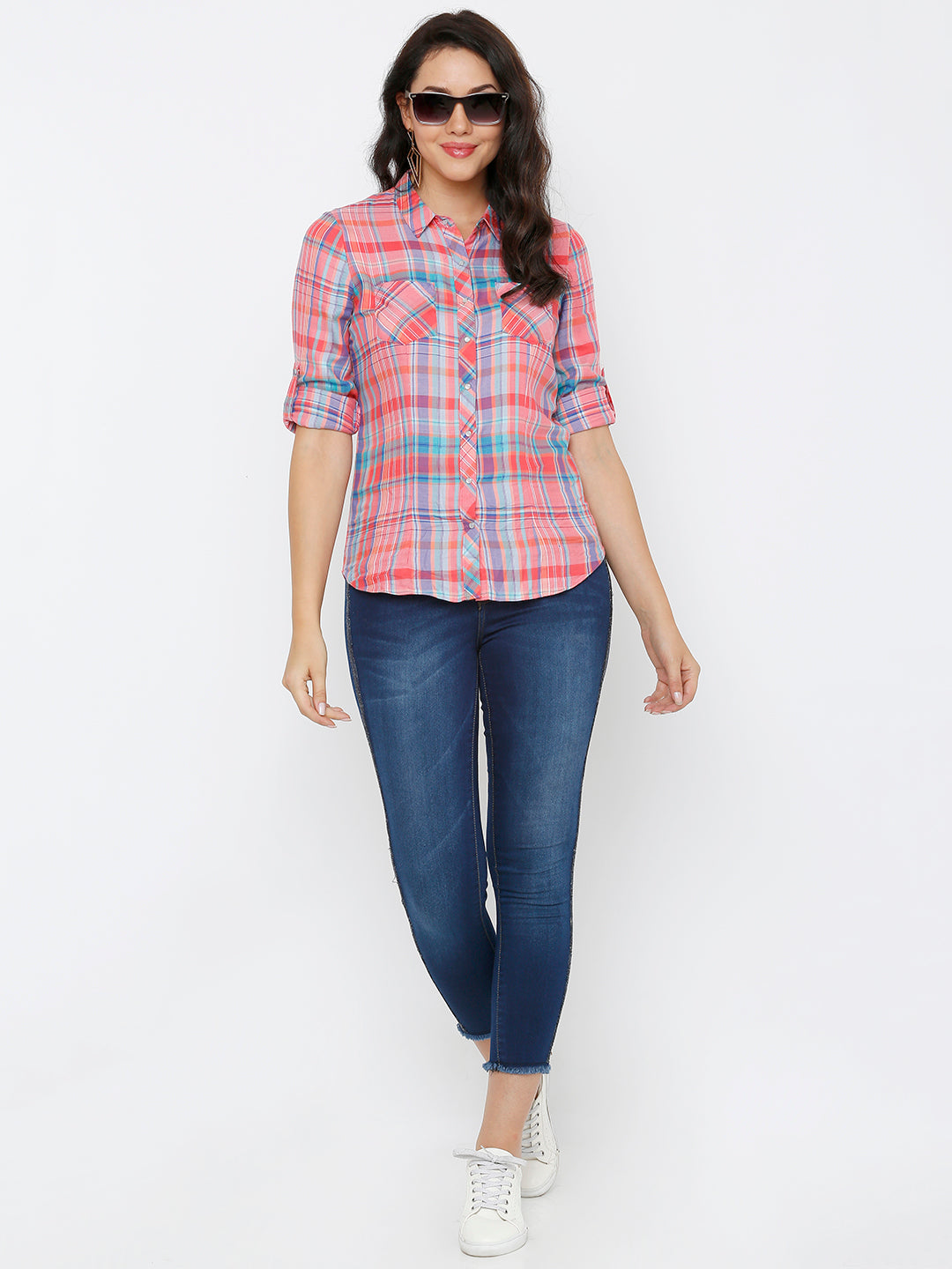Women Dark Blue Mid-Rise Skinny Crop Jeans