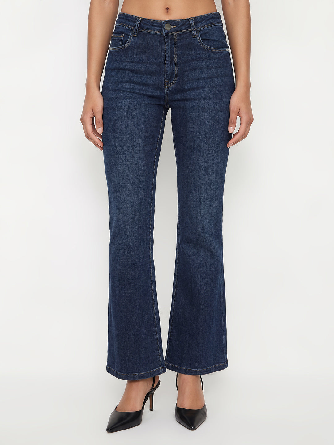 Blue High-Rise Flare Jeans