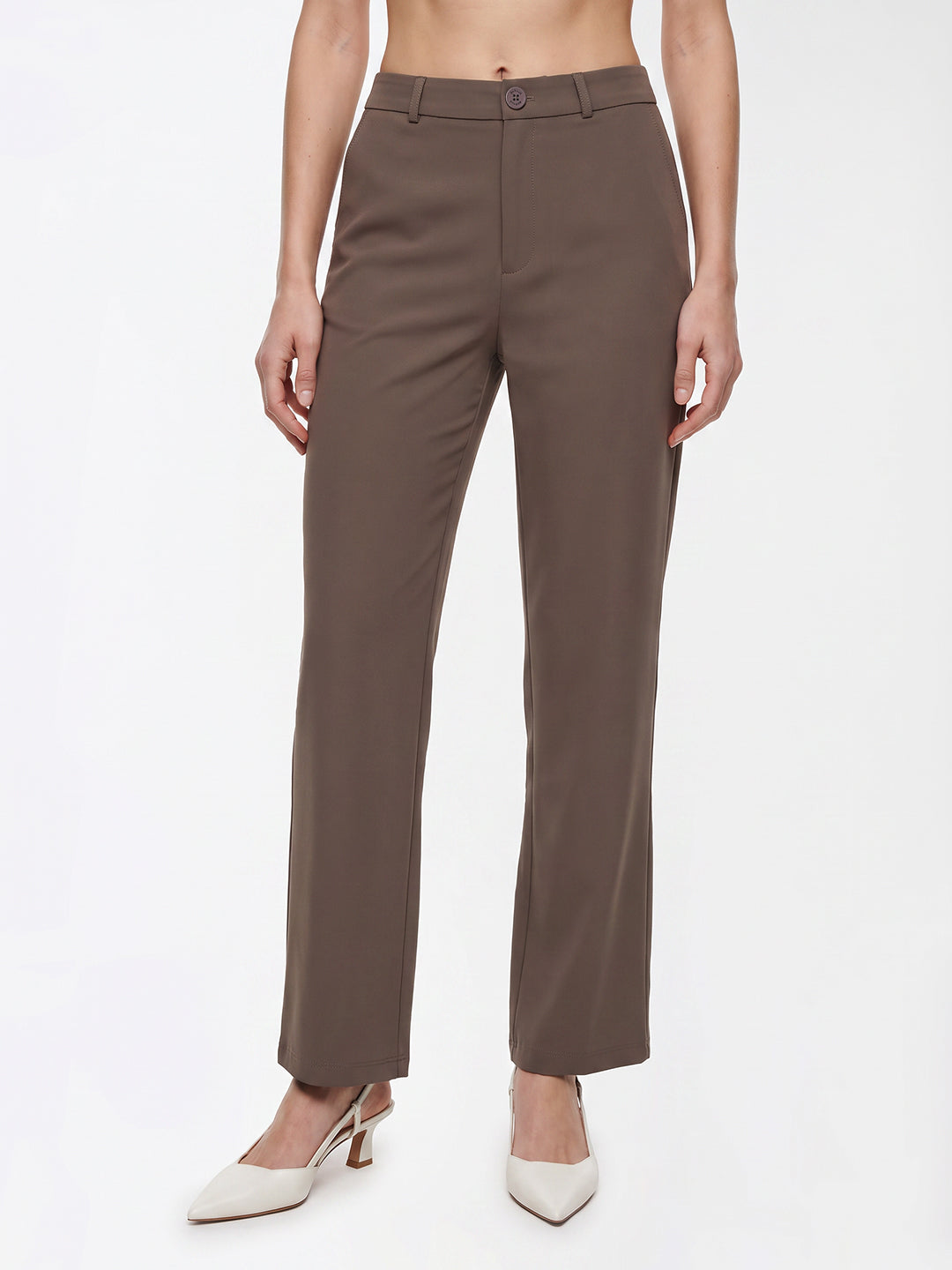 Women Stone High-Rise Straight Fit Korean Pants