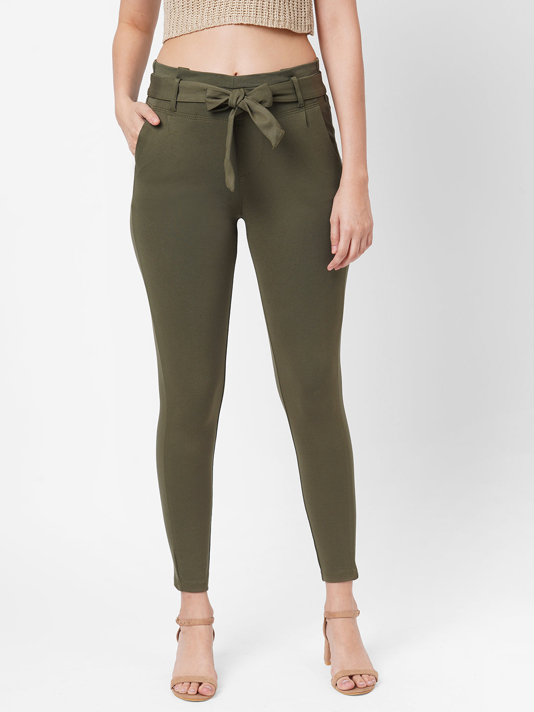 Women High-Rise Comfort Paper Bag Pants