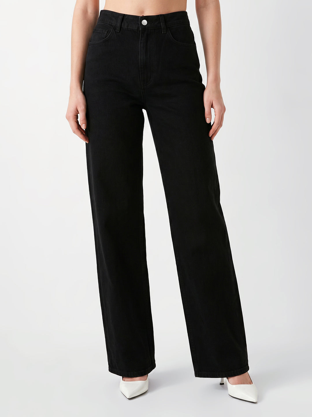 Women Black High-Rise Super Wide Leg Jeans