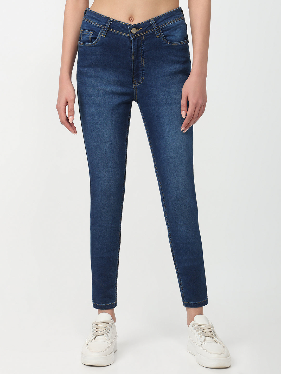 Women Dark Blue High-Rise Skinny Jeans