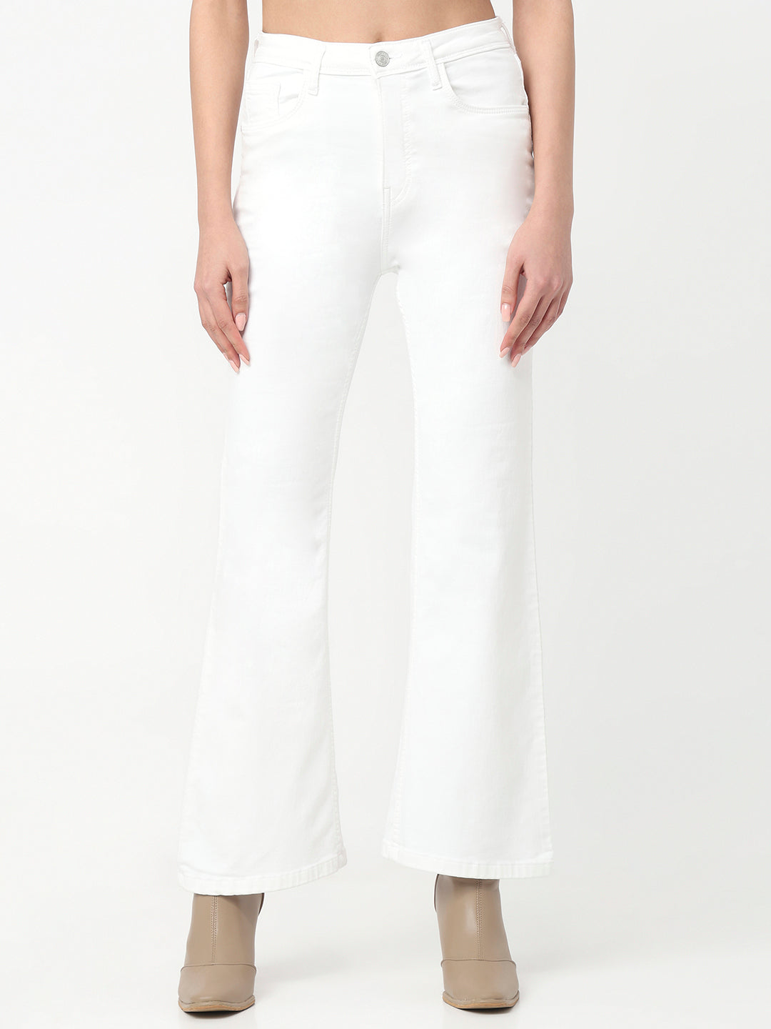 Women White High-Rise Flare Jeans