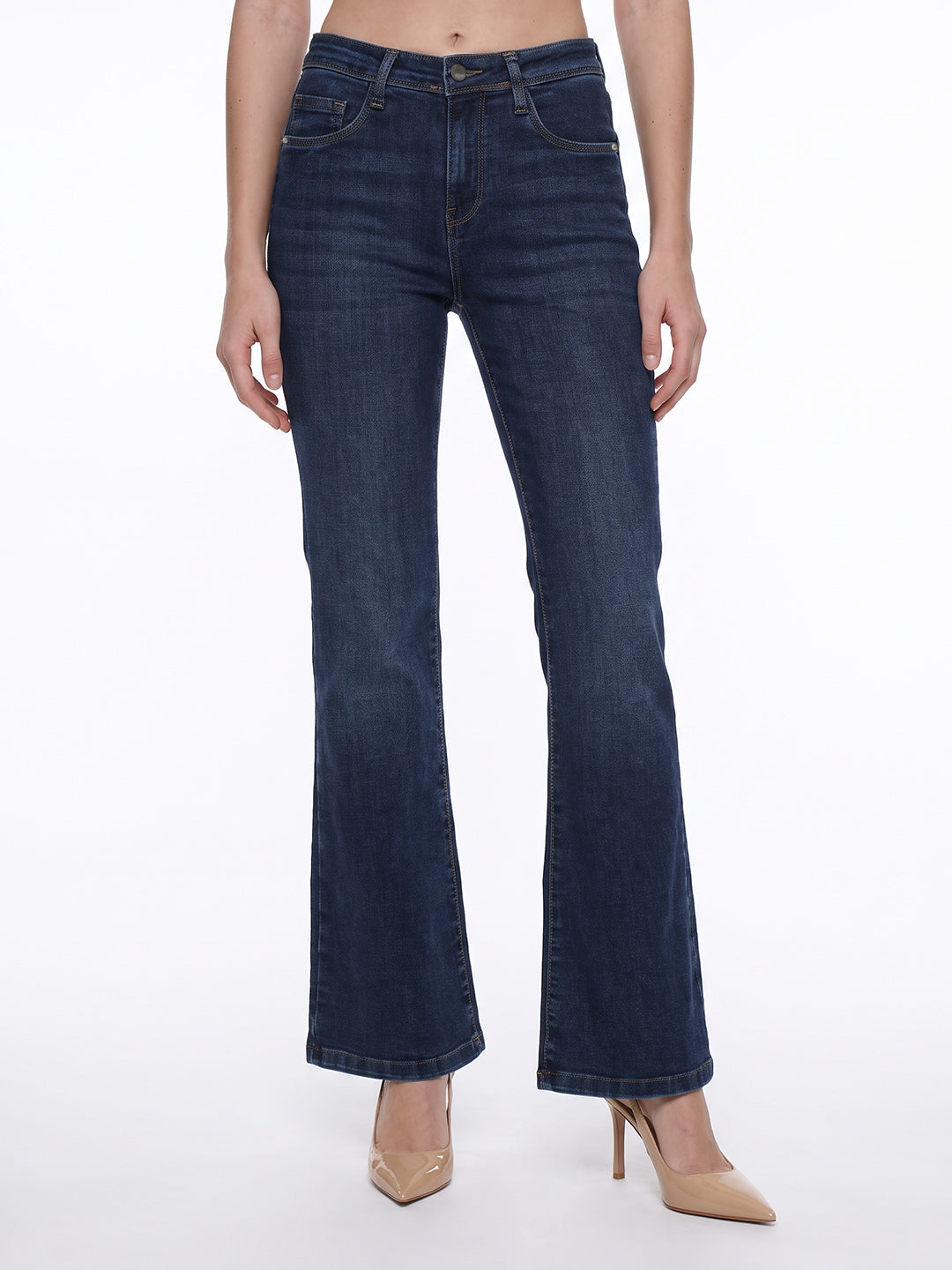 Blue High-Rise Flare Jeans
