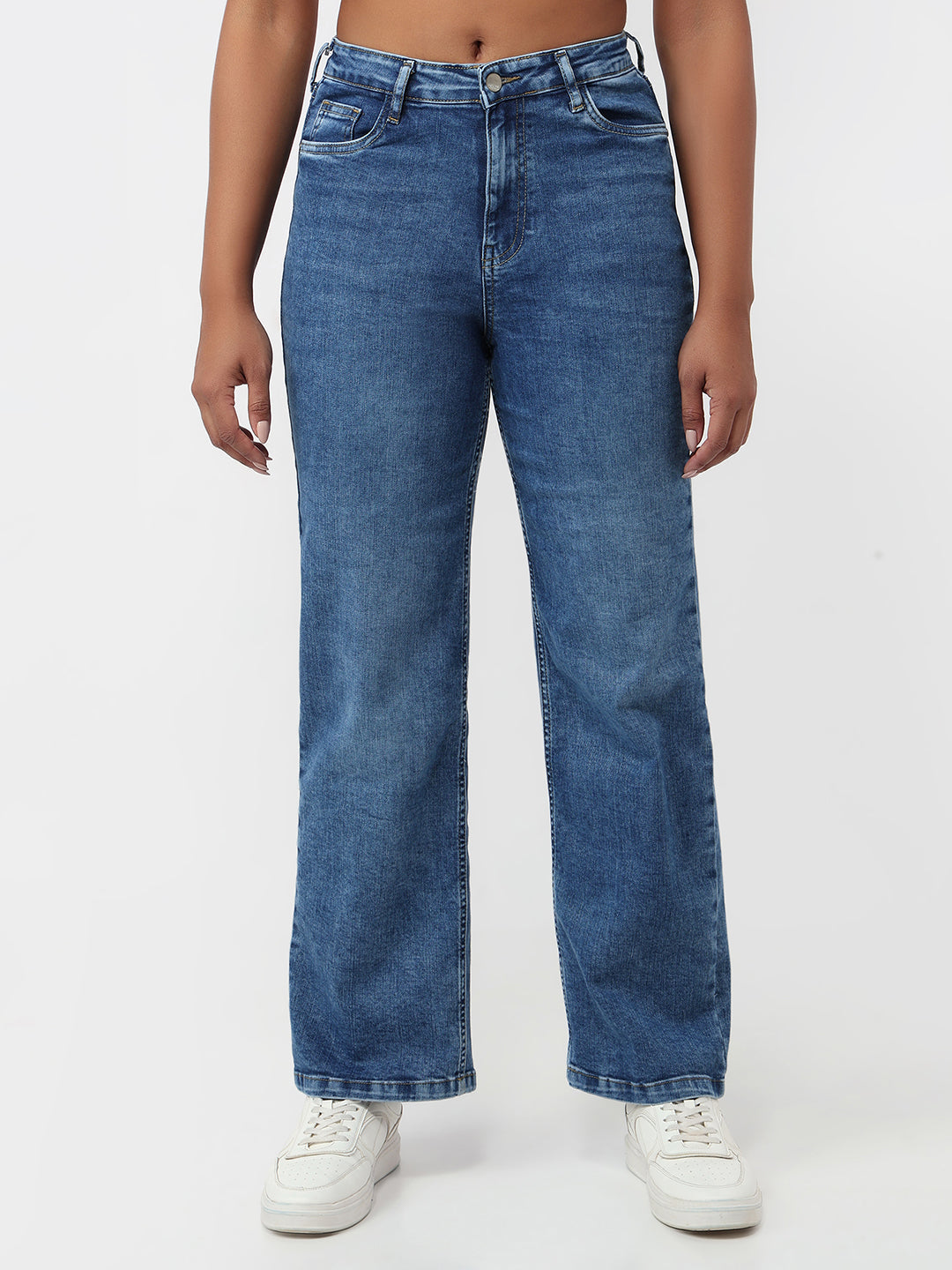 Women Blue High-Rise Straight Fit Jeans