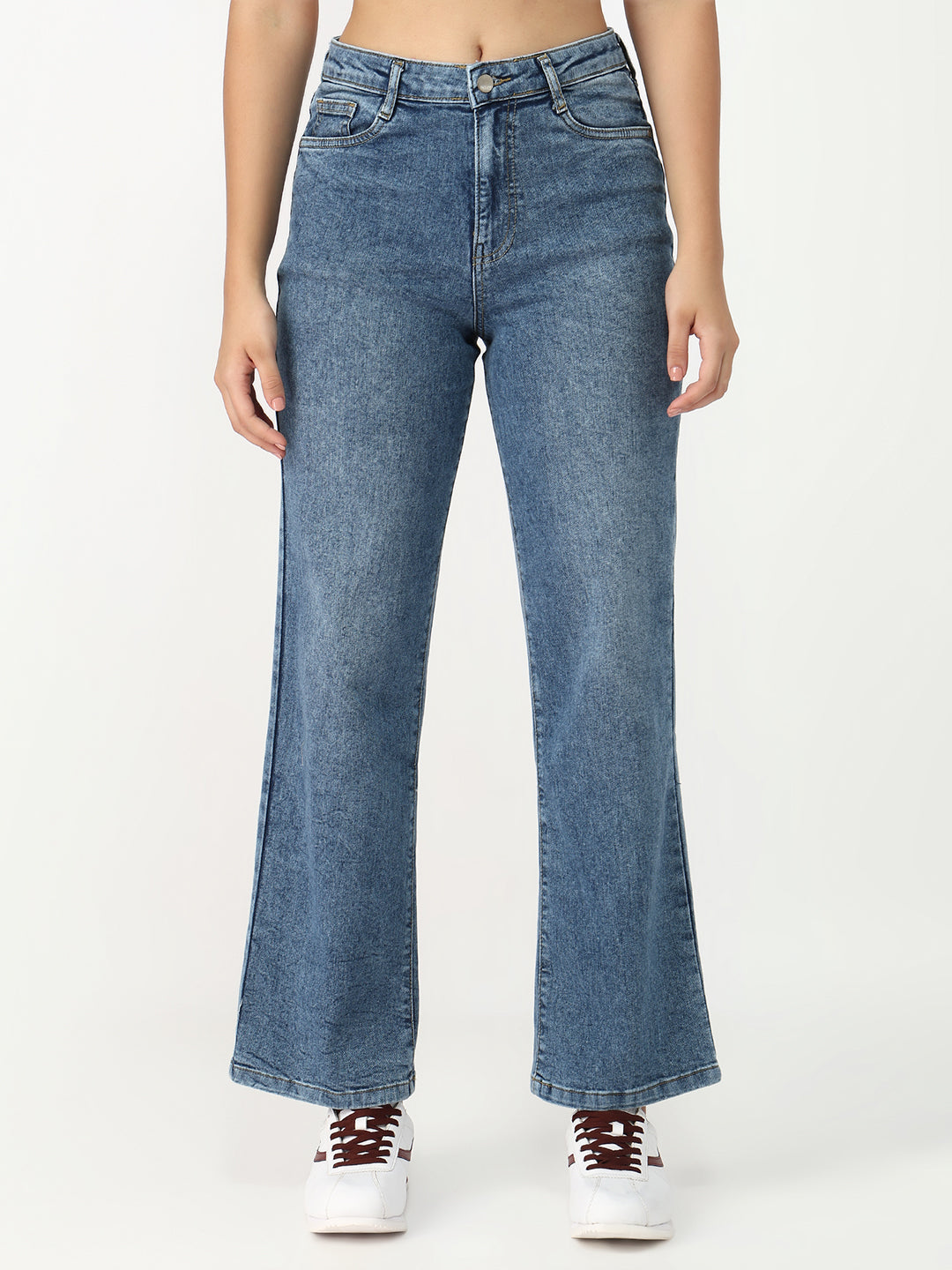 Women Blue High-Rise Wide Leg Jeans