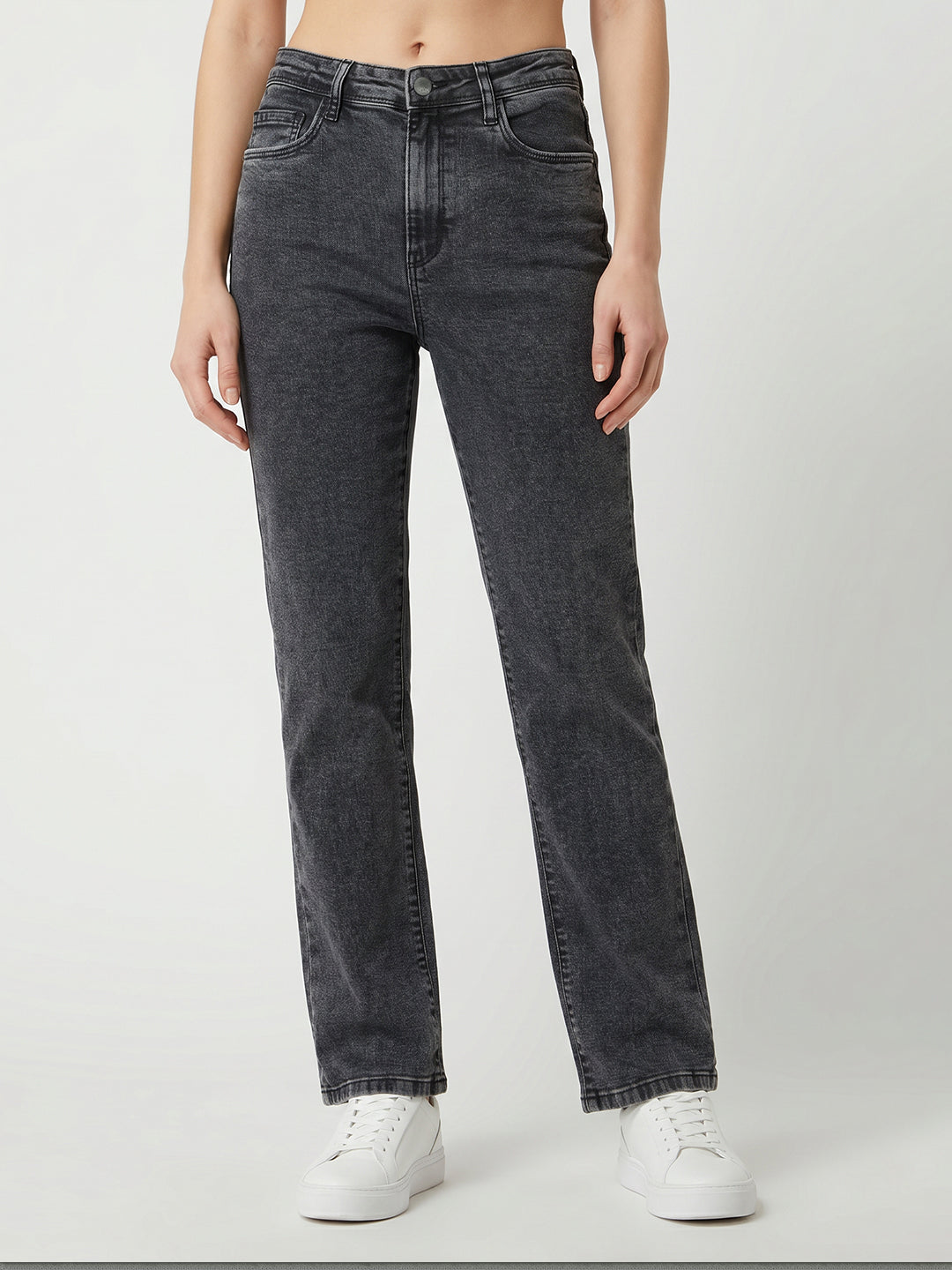 Women Slate Blue High-Rise Crop Flare Jeans