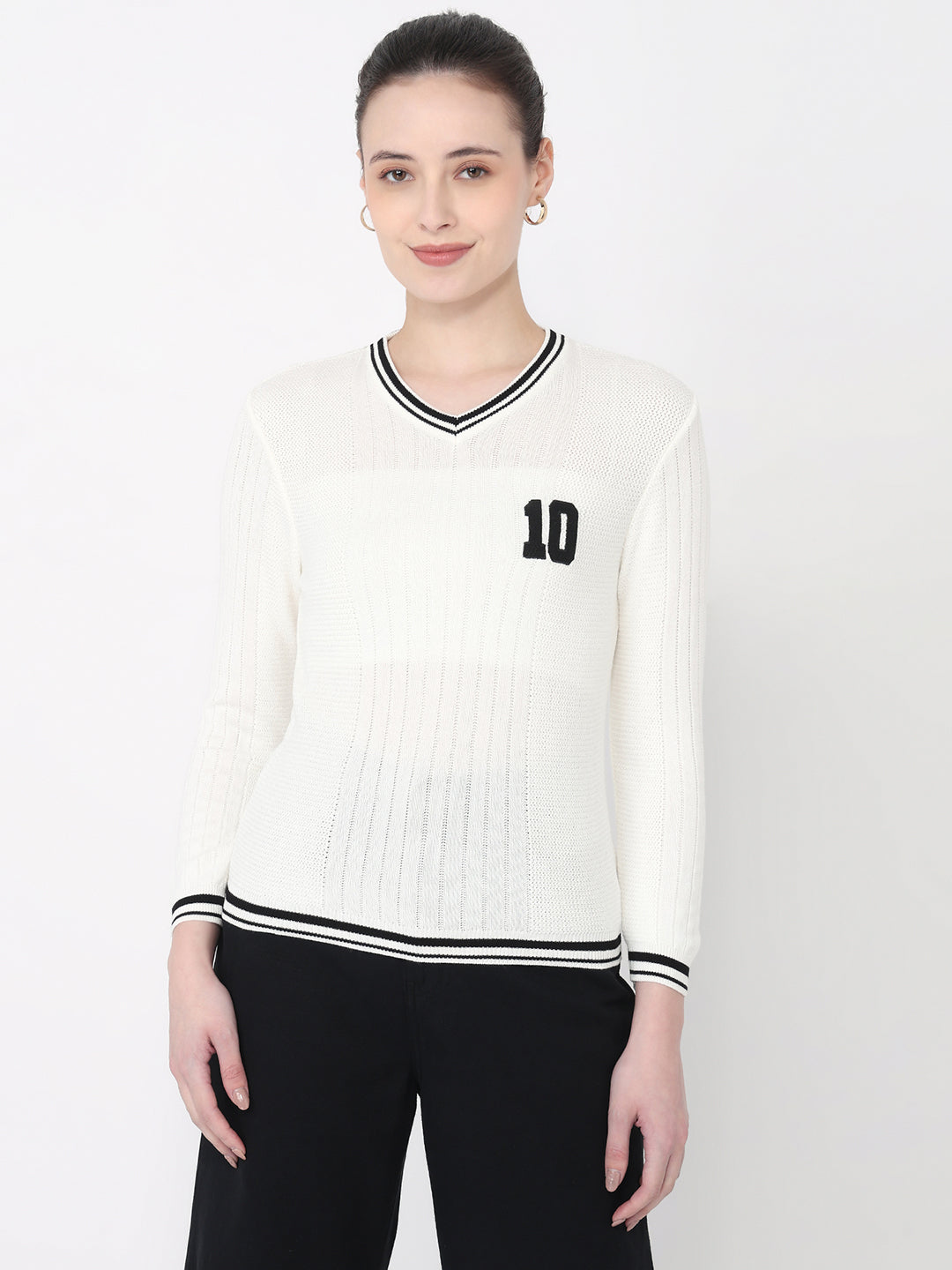 Women White Slim Fit Flat Knit