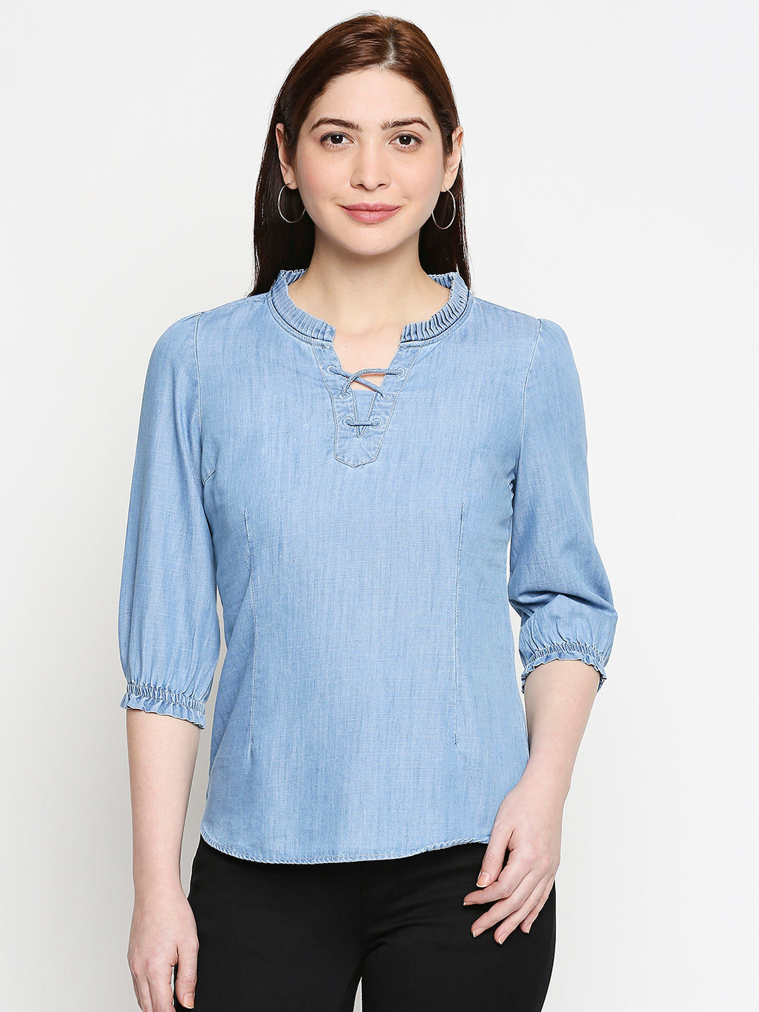 Women Blue Denim Top