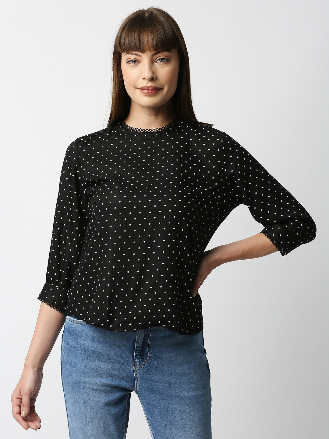 Women Black Polka Dot Top