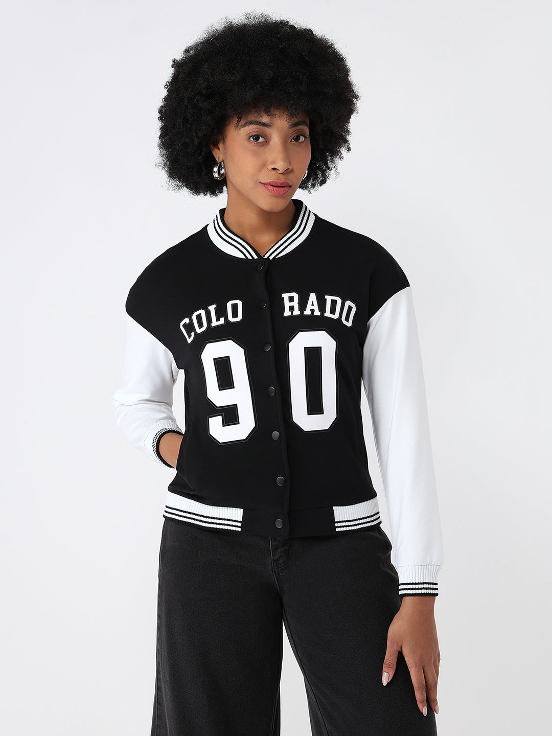 Women Black/White Varsity Jacket