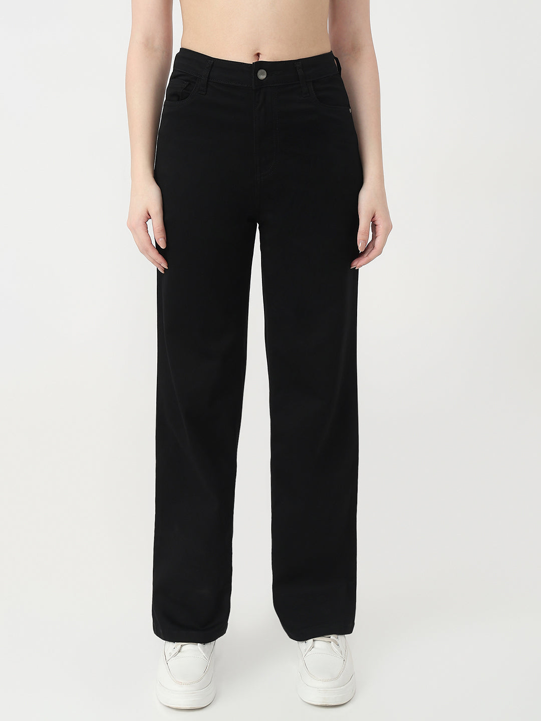 Women Black High-Rise Straight Jeans