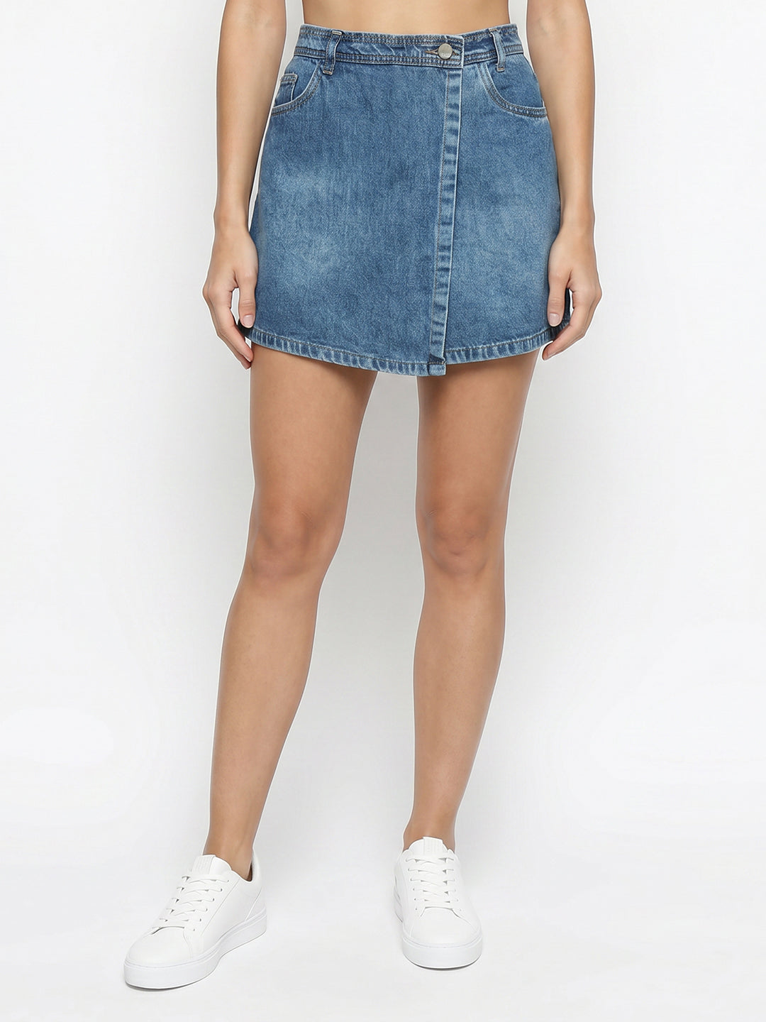 Women Blue High-Rise Skorts