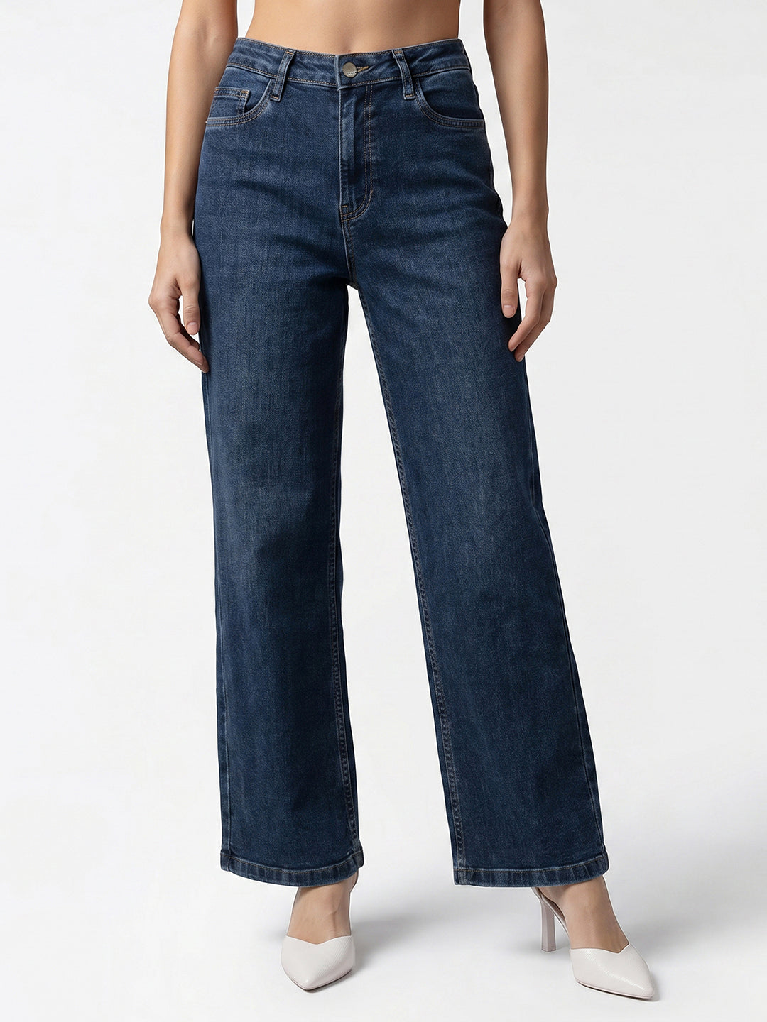 Women Blue High-Rise Culottes