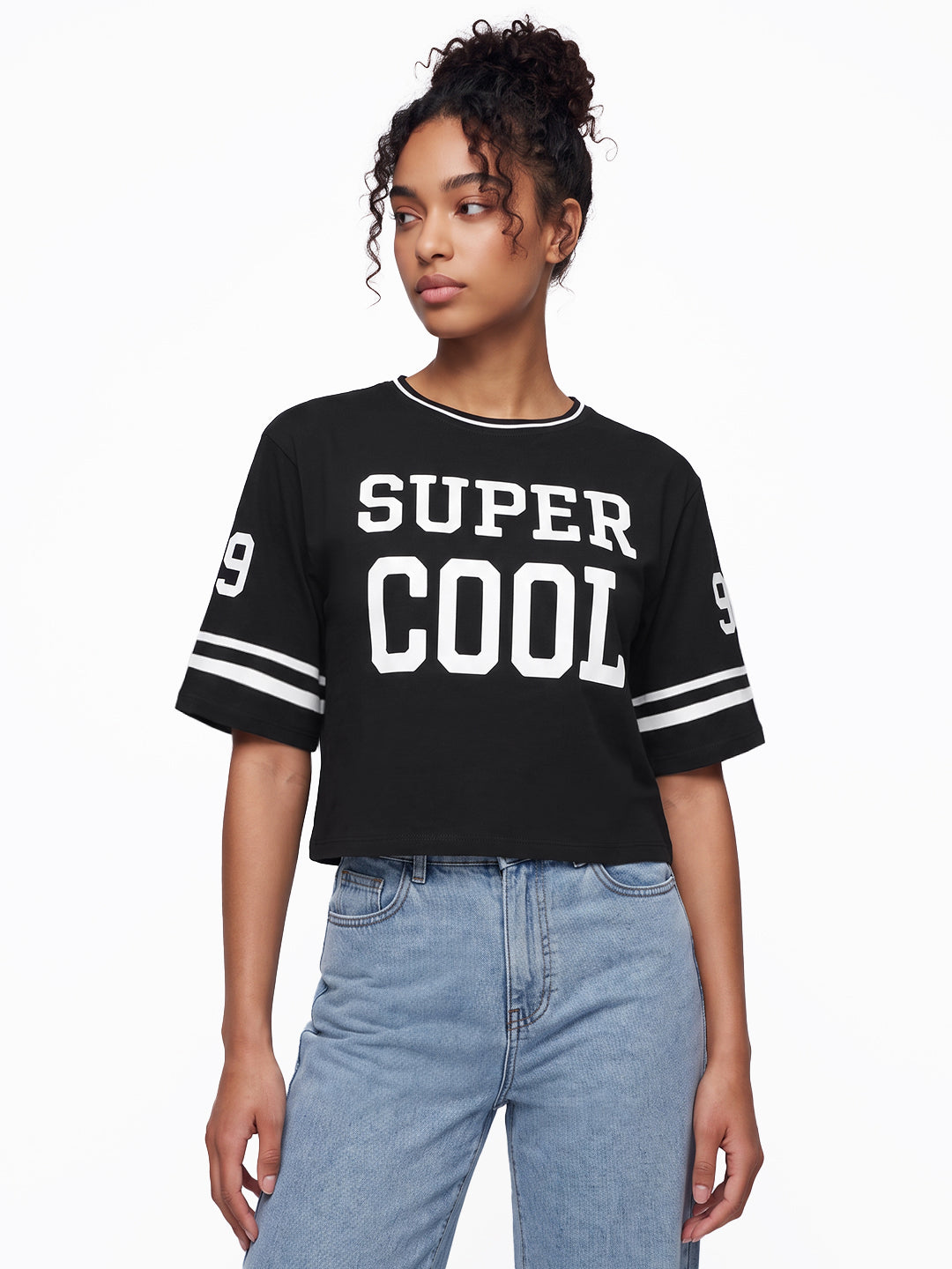 Black Graphic Crop Genz Tees