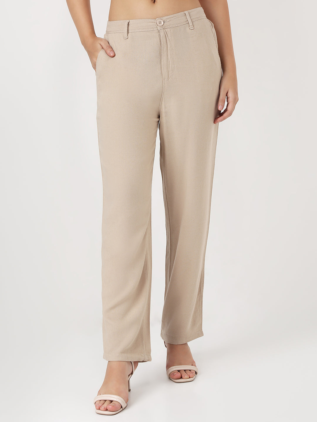 Women Oatmilk Loose Straight Fit Korean Pants
