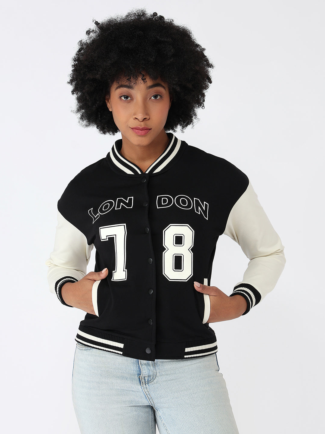 Women Black/Ivory Varsity Jacket