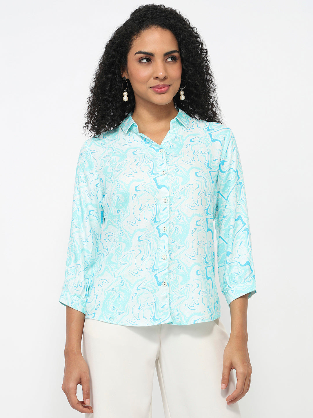 Women Aqua Marble Shirt