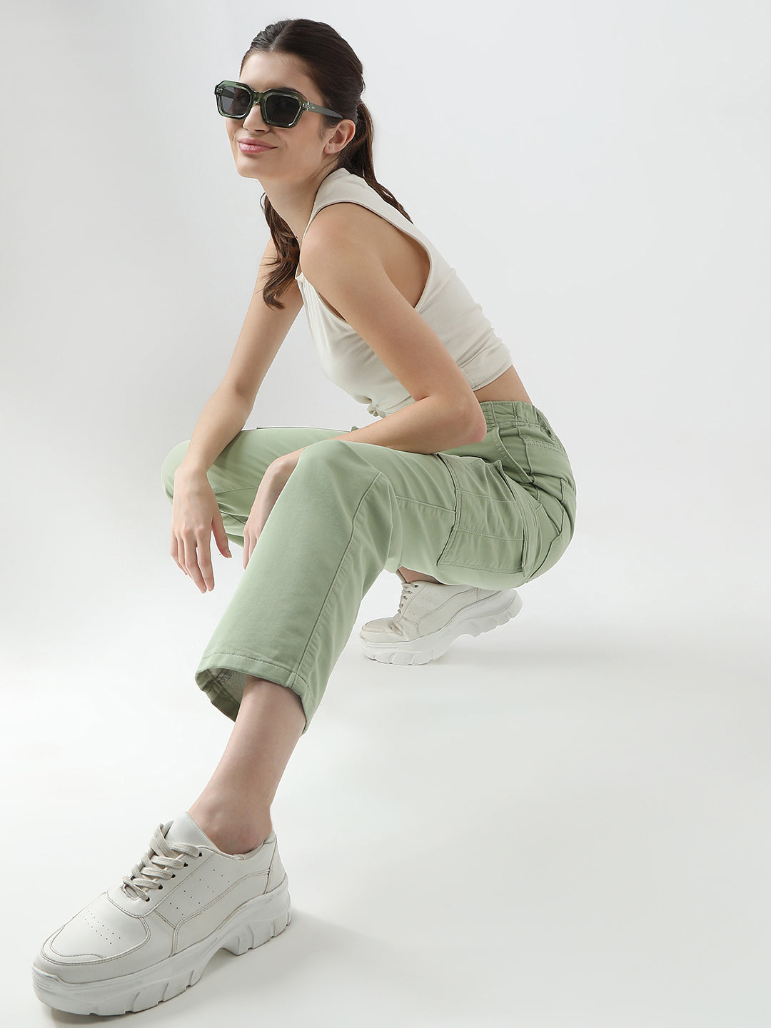 Women Mint Mid-Rise Cargo