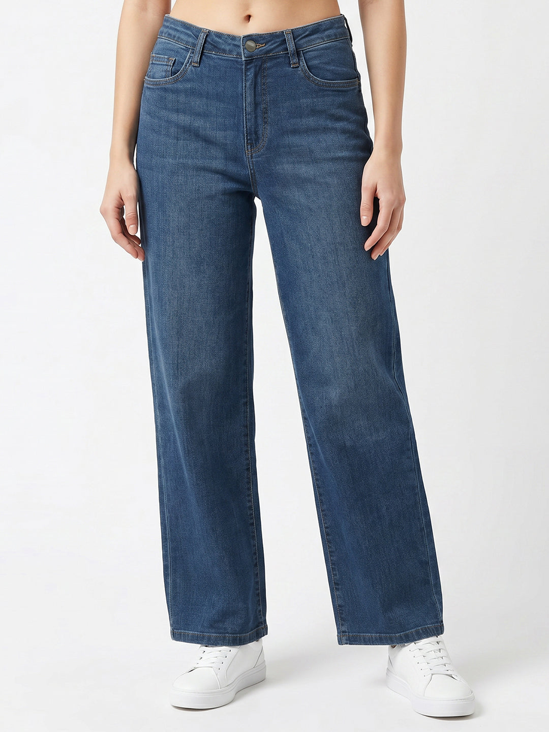 Women Blue High-Rise Straight Fit Jeans
