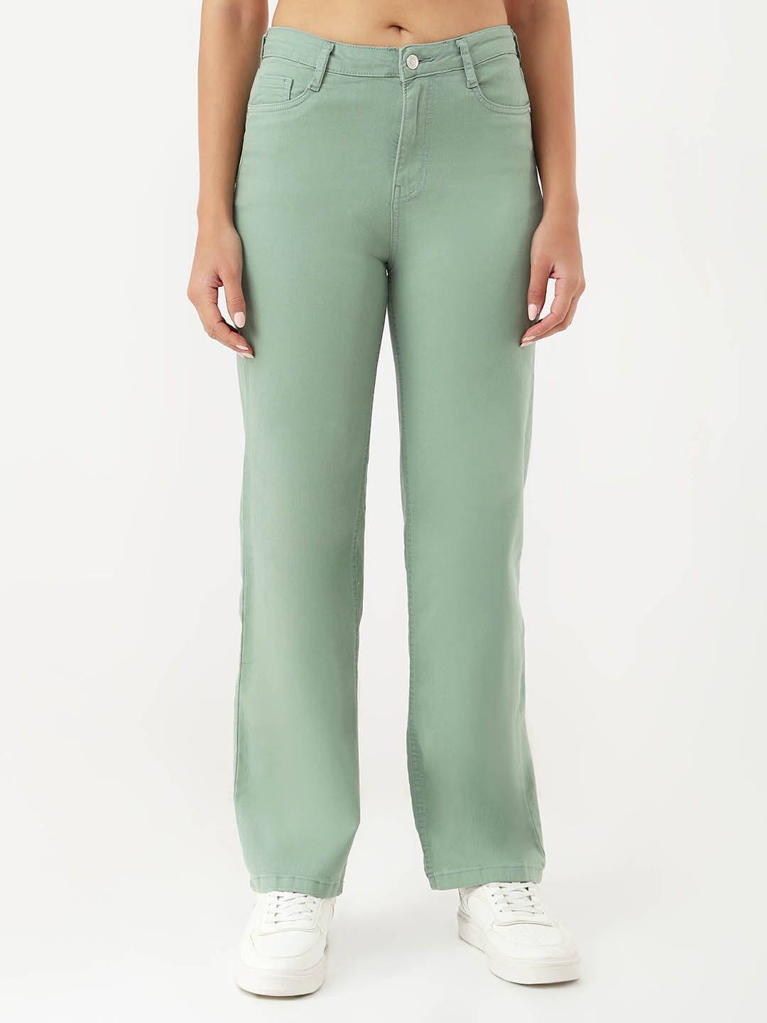 Women Mint Loose Straight Jeans
