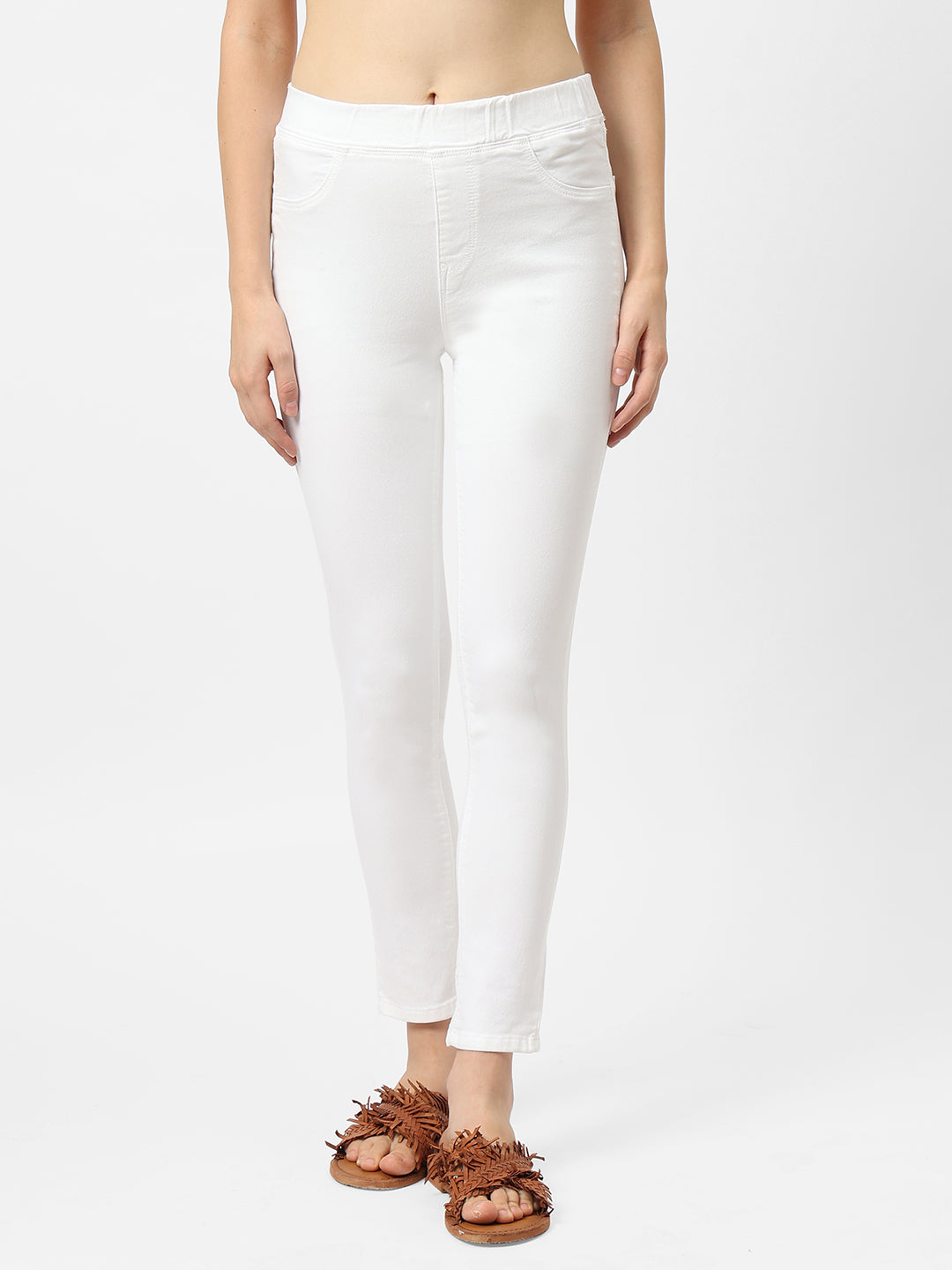Women White Mid-Rise Leggings