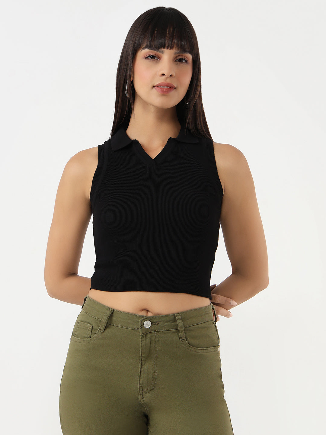 Women Black Slim Tank Top
