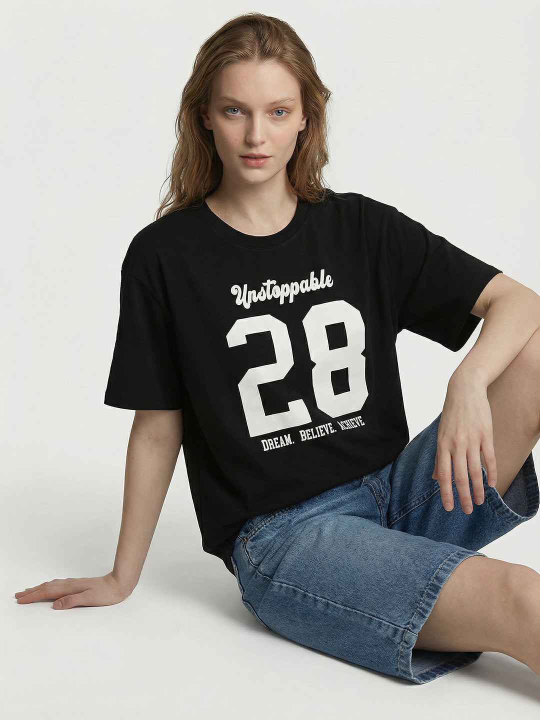 Women Black Oversized T-Shirt