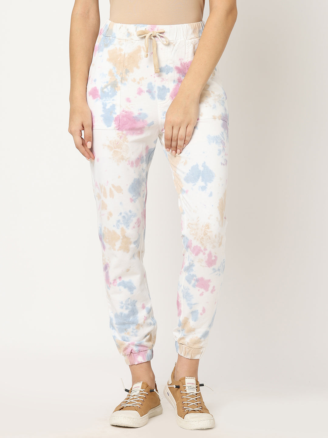 Women Pink Tie-Dye Athleisure Joggers