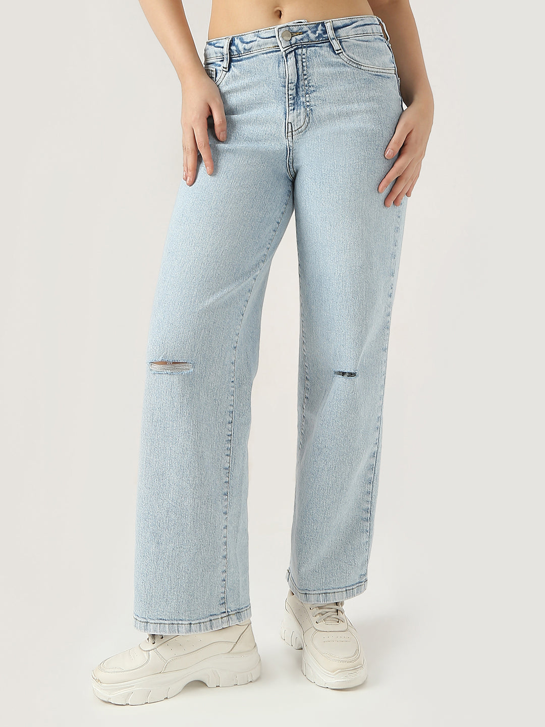 Women High Rise Wide Leg Jeans