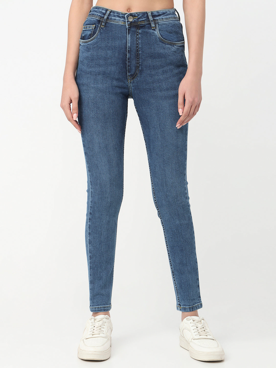 Women Dark Blue High-Rise Skinny Jeans