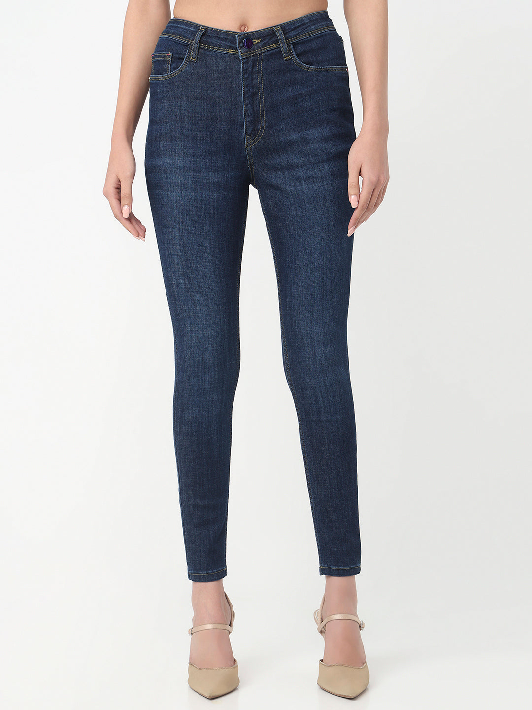 Women Dark Blue High-Rise Skinny Jeans