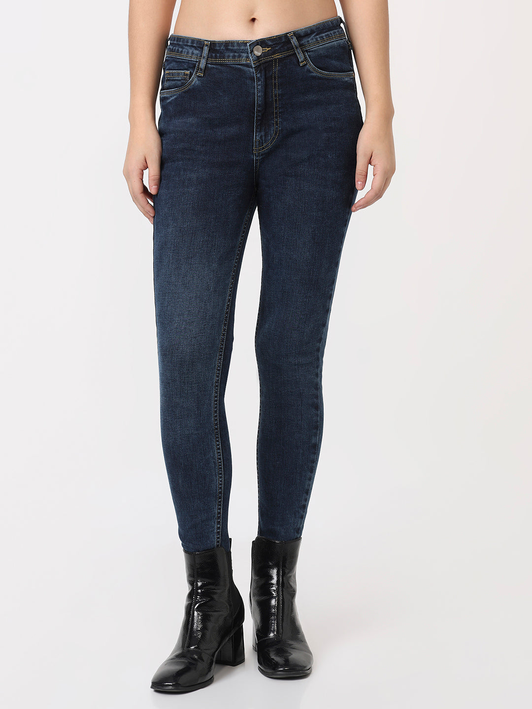 Women Dark Blue High-Rise Skinny Jeans