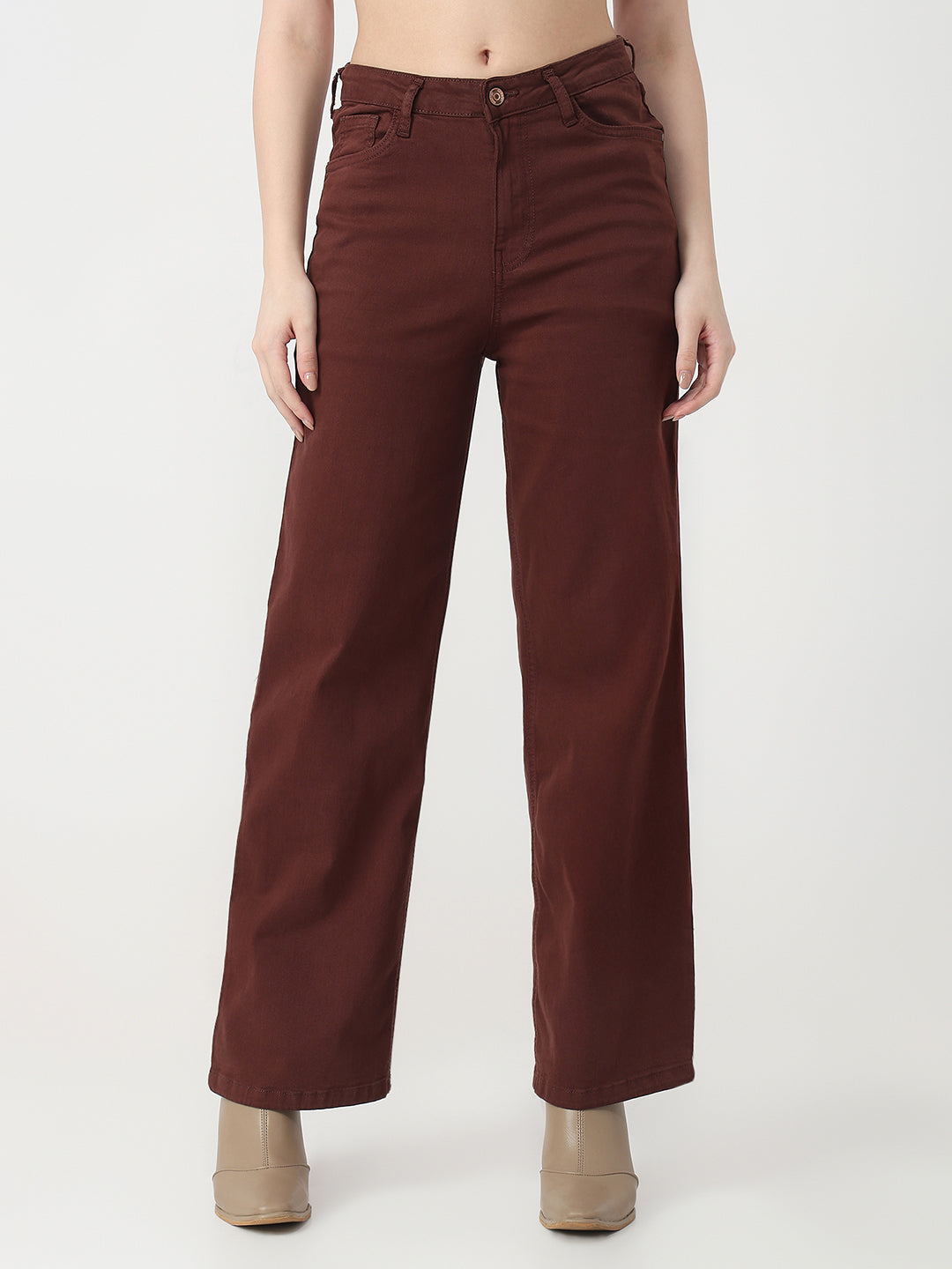 Women Sepia High-Rise Straight Jeans