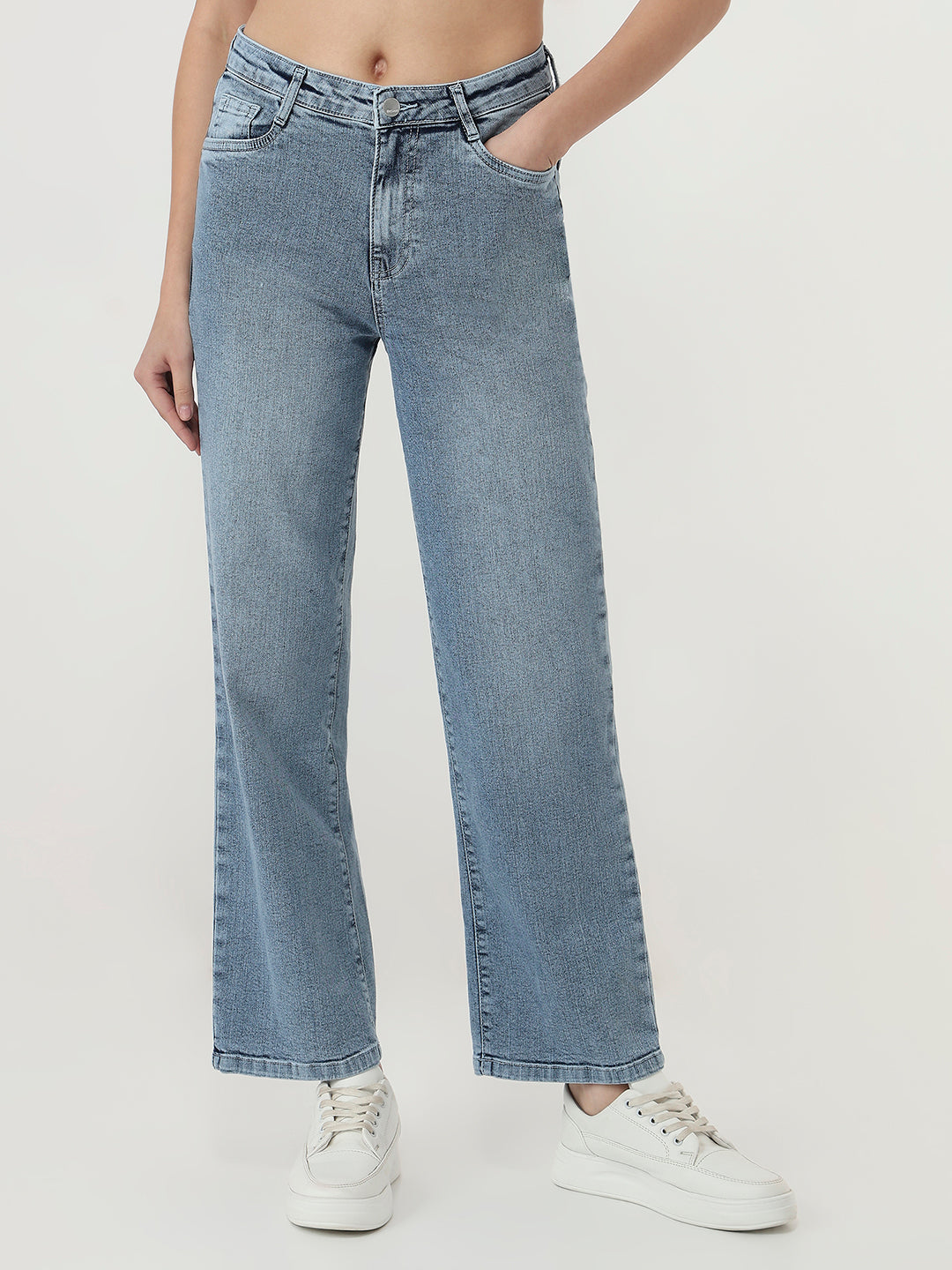 Women Light Blue Straight Fit Jeans