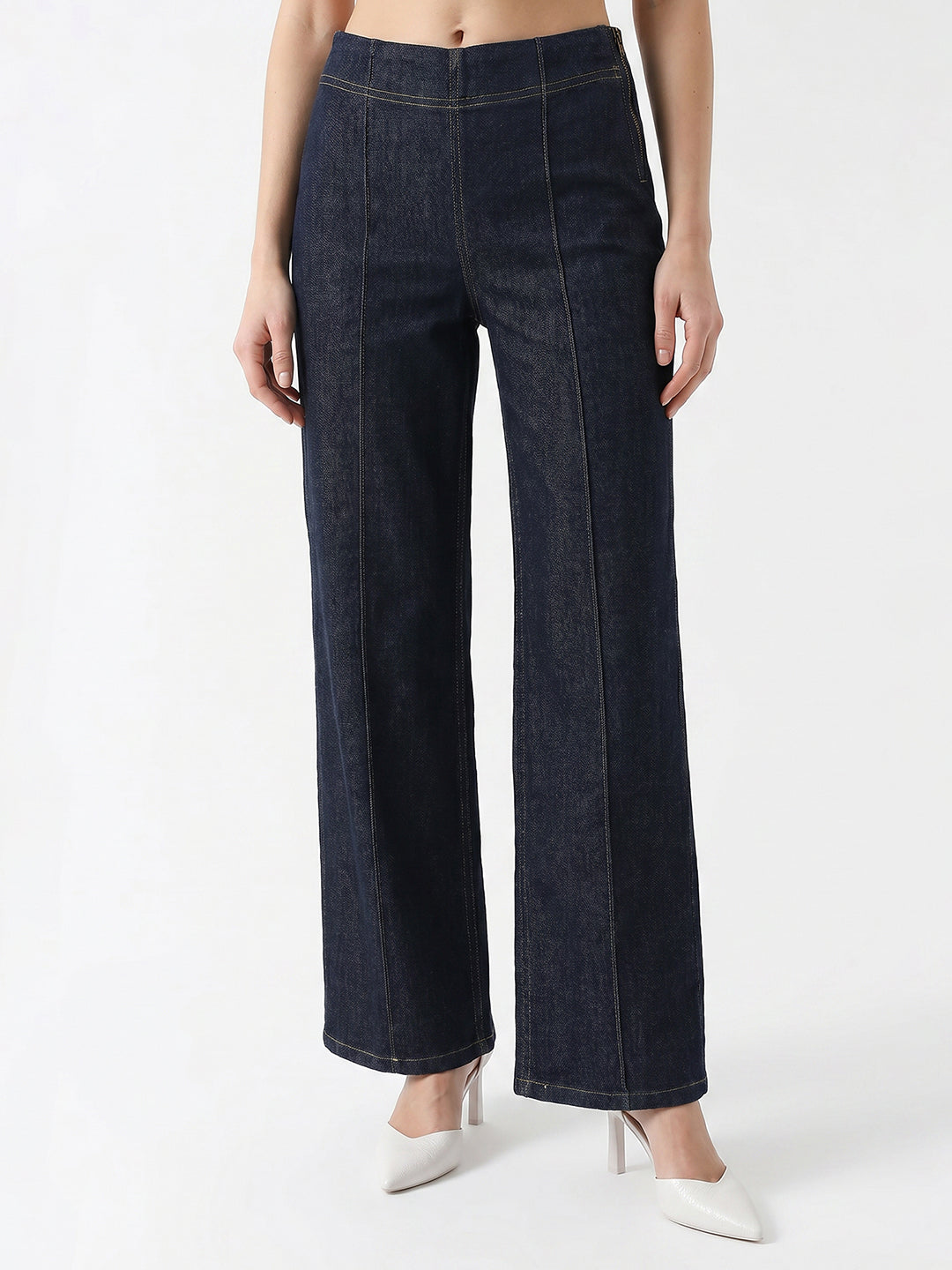 Dark Blue High-Rise Wide Leg Jeans