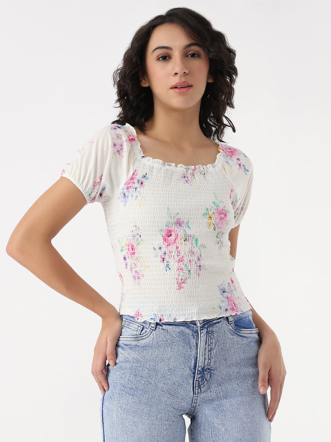 Women Floral Print Slim Top